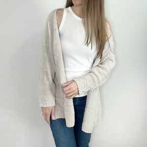 THE RIVER Neutral Beige Open Front Soft Cardigan Sweater size Medium